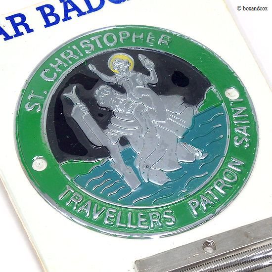 NOS 1960's ST.CHRISTOPHER CAR BADGE GREEN/セント・クリストファー カー・グリルバッジ グリーン  デッドストック パッケージ未開封 - bac style