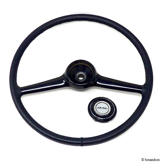 1960's BMC BL MINI MK2/3 ORIGINAL STEERING WHEEL u0026 MOTIF Leather trim ミニ  マーク2/3 純正ステアリング u0026 モチーフ 本革巻き - bac style