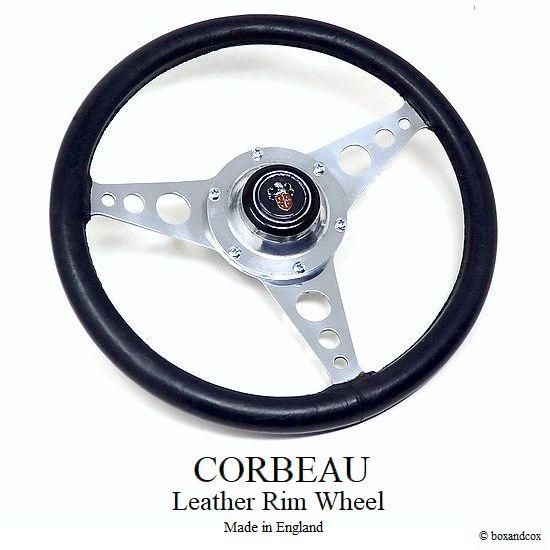 レア・希少　ヴィンテージレザーステアリング　Made in Italy 1960's ORIGINAL CORBEAU LEATHER STEERING WHEEL/コルビュー