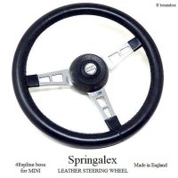 1960-70's Springalex Steering Leater Wheel Full Set/スプリンガレックス レザーステアリング 48スプライン ミニ用 フルSET