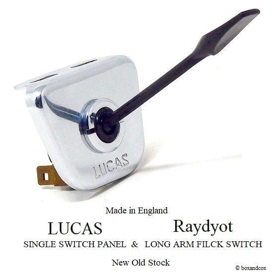 NOS LUCAS SINGLE SWITCH PANEL & Raydyot Long Arm Switch SET