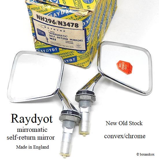 NOS 1960's Raydyot mirromatic self-return mirror/レイヨット ウイングミラー コンベックス  デッドストック ペア BOX - bac style