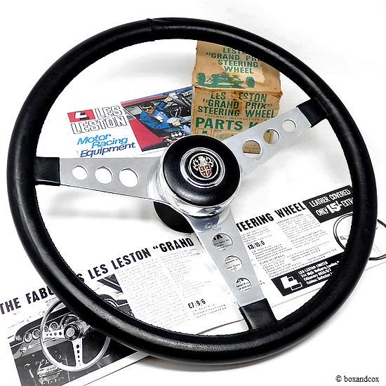 NOS 1960's LES LESTON GRAND PRIX LETHER STEERING WHEEL/レスレストン グランプリ レザーステアリング  ミニ用ボス・カラーセット デッドストック - bac style