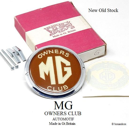 NOS MG OWNERS CLUB CAR BADGE & ANNIVERSARY STICKER/MG オーナーズ クラブ グリルバッジ &  10周年記念ステッカー デッドストック - bac style