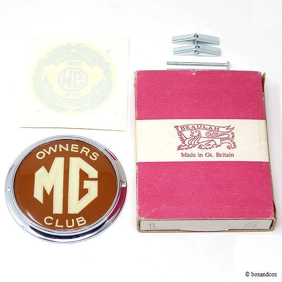 NOS MG OWNERS CLUB CAR BADGE & ANNIVERSARY STICKER/MG オーナーズ クラブ グリルバッジ &  10周年記念ステッカー デッドストック - bac style