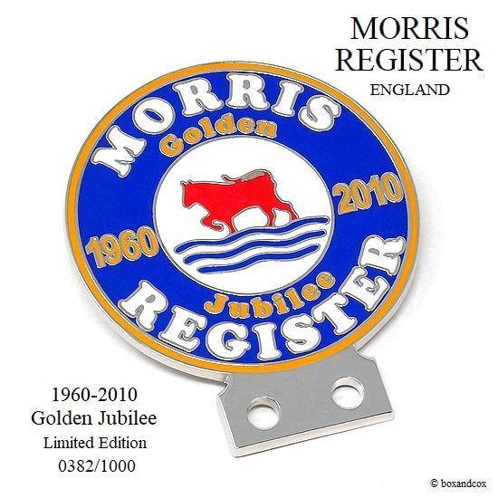 世界限定 1000個 MORRIS REGISTER Golden Jubilee/モーリス レジスター 50周年記念 カーバッジ 0382/1000  - bac style