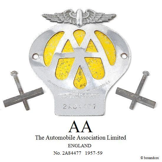 ORIGINAL AA CAR BADGE/当時物 オリジナル AAグリルバッジ 初期物 2A84477 (1957-1959)  オリジナルフィティング付属 - bac style