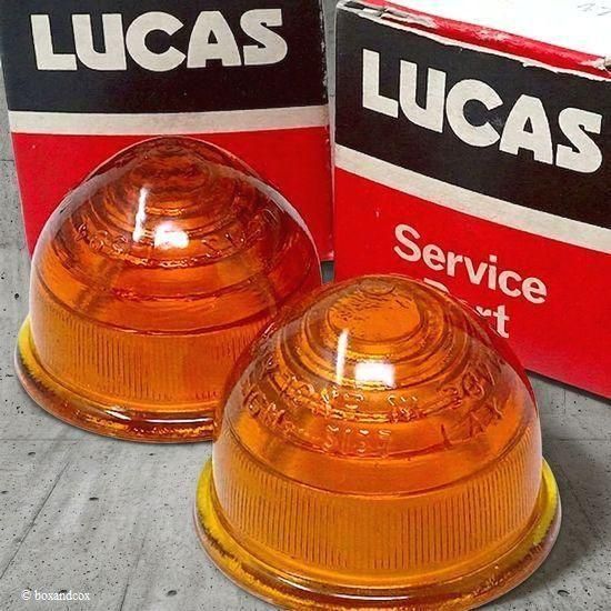 NOS LUCAS L594 GLASS LENS AMBER SET/ルーカス パークランプ ガラス