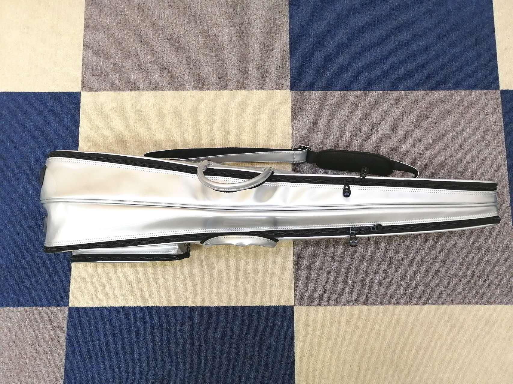 ダブル二胡ケース（全開タイプ・シルバー）（ベルト1本付） - 二胡の