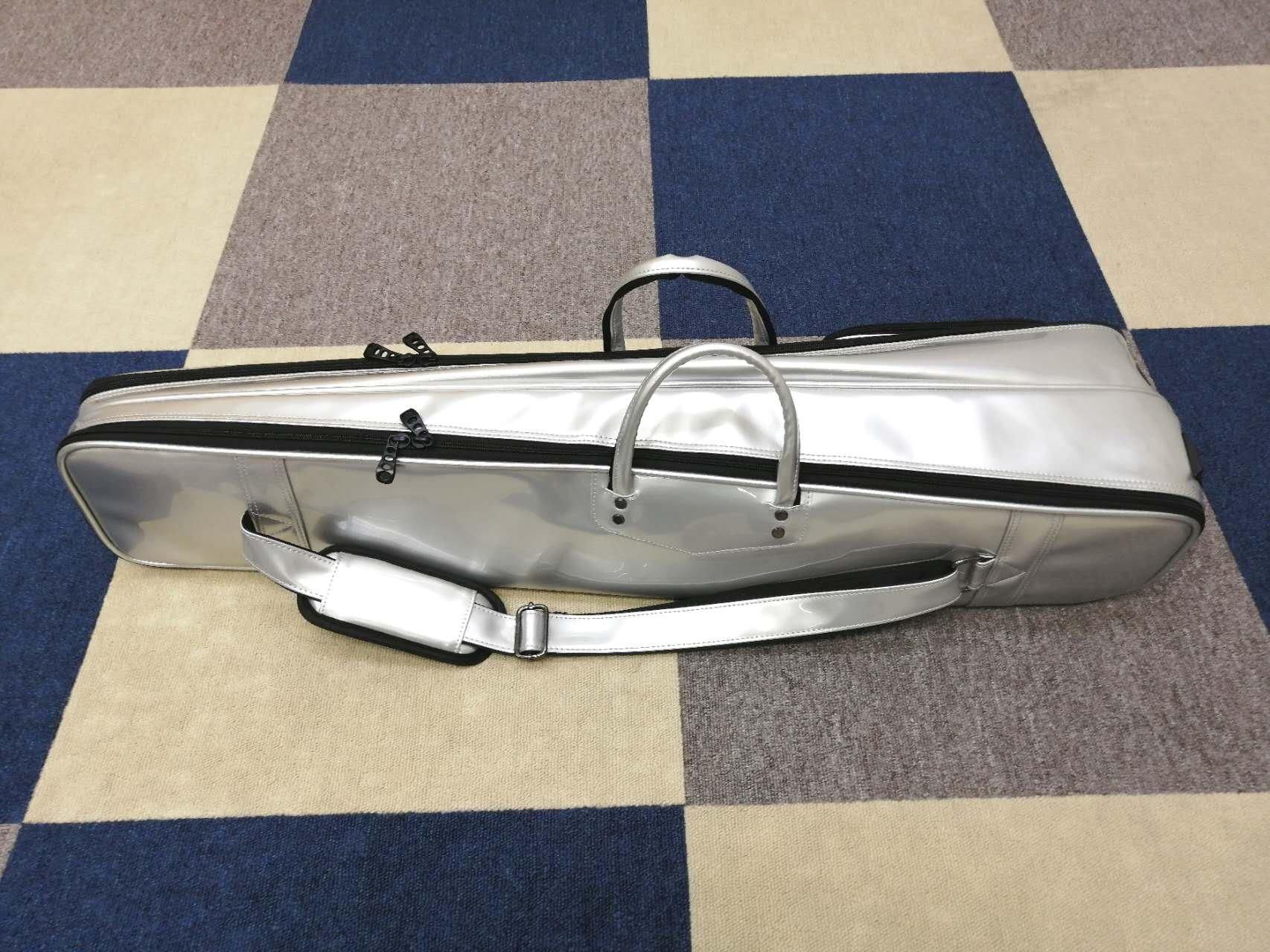 ダブル二胡ケース（全開タイプ・シルバー）（ベルト1本付） - 二胡の