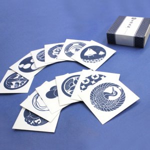 『吉祥丸紋』(青)　和紙正方形ぽち袋12枚セット