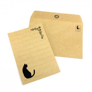黒猫【クラフトレターセット】(封筒×5,便箋×10)