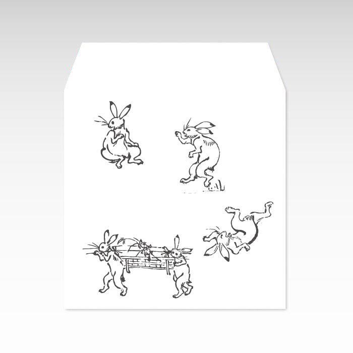 鳥獣戯画 うさぎ尽くし／コイン(硬貨)用ぽち袋(小)5枚【和紙製】3 【京都かみんぐ】オリジナルペーパーアイテム・ポチ袋と和雑貨