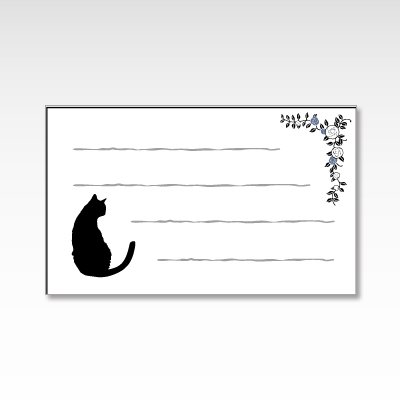 薔薇と黒猫 メッセージカード 10枚 京都かみんぐ オリジナルペーパーアイテム ポチ袋と和雑貨