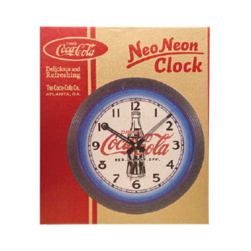 コカコーラ 時計 ネオンクロック LEDライト ブルー レトロ アメリカン - 掛時計/柱時計