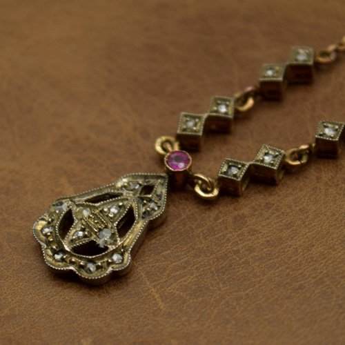 アンティーク ダイヤモンド ルビー ゴールド ネックレス - - GALLERY AURA -  東京港区麻布十番のアンティーク販売と買取・レンタルギャラリー