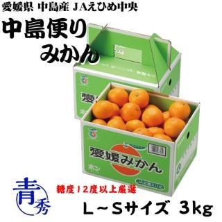 <img class='new_mark_img1' src='https://img.shop-pro.jp/img/new/icons1.gif' style='border:none;display:inline;margin:0px;padding:0px;width:auto;' />みかん 中島便りみかん 青秀 L〜Sサイズ 3kg 糖度12度以上 度以上 愛媛県 中島産 JAえひめ中央 中島選果場  【11月中旬より順次発送】