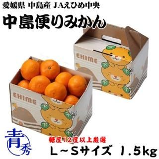 <img class='new_mark_img1' src='https://img.shop-pro.jp/img/new/icons1.gif' style='border:none;display:inline;margin:0px;padding:0px;width:auto;' />みかん 中島便りみかん 青秀 L〜Sサイズ 1.5kg みきゃん箱入り 糖度12度以上 度以上 愛媛県 中島産 JAえひめ中央 中島選果場 蜜柑 ミカン  【11月中旬より順次発送】