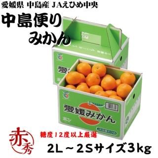 <img class='new_mark_img1' src='https://img.shop-pro.jp/img/new/icons1.gif' style='border:none;display:inline;margin:0px;padding:0px;width:auto;' />みかん 中島便りみかん 赤秀 2L〜2Sサイズ 3kg 糖度12度以上 度以上 愛媛県 中島産 JAえひめ中央 中島選果場  【11月中旬より順次発送】
