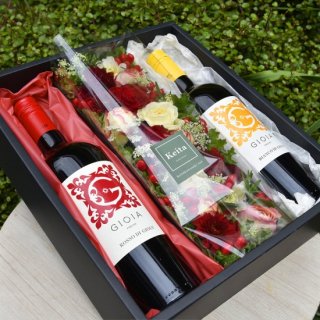 Wine with Flower BOX