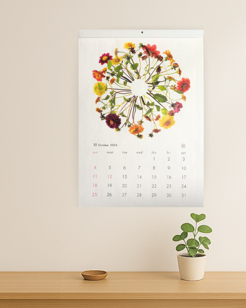 花グラフィックアートカレンダー2026年 壁掛タイプ