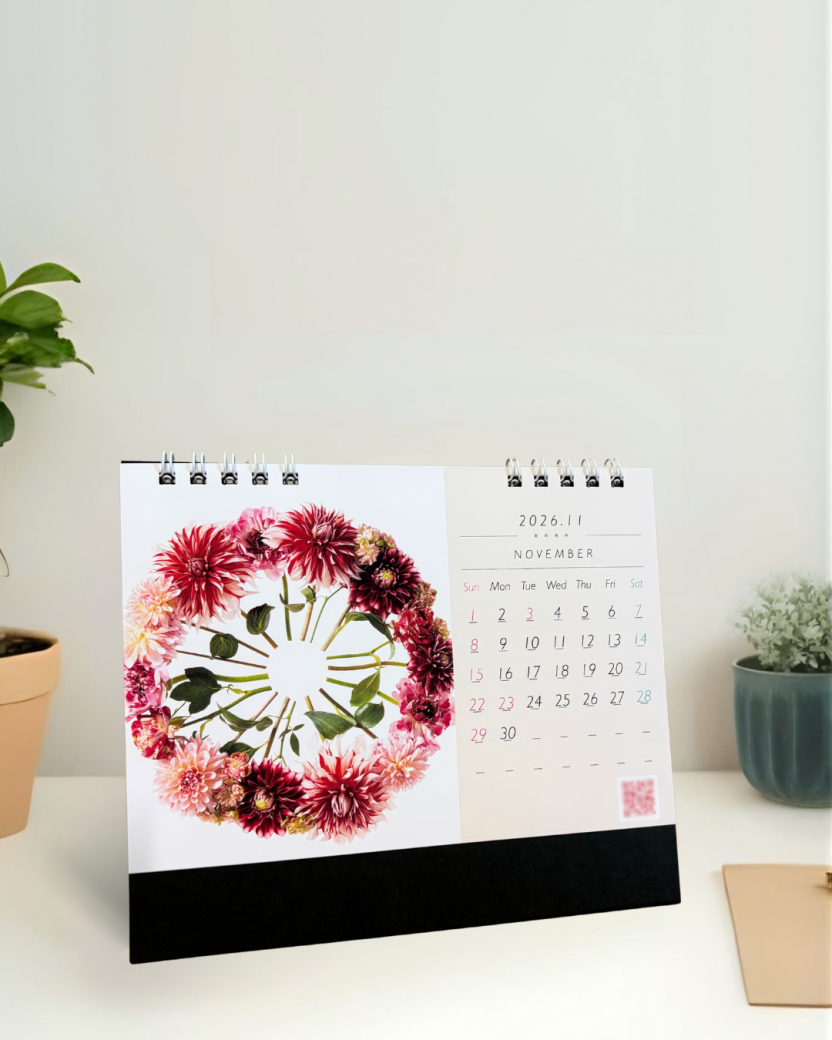 花グラフィックアートカレンダー2026年 卓上タイプ
