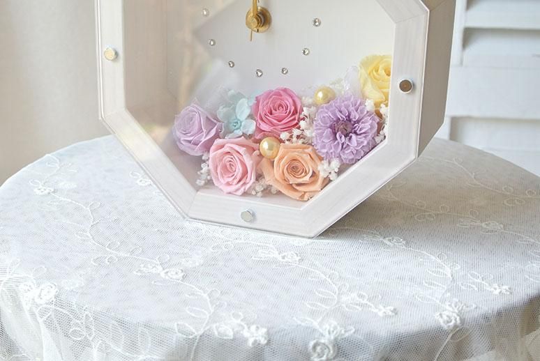 八角花時計 パステル - ナチュラルアンティークなプリザーブドフラワー