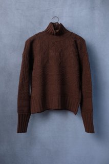 ASEEDONCLOUD　Cable high neck ニット  Dark brown [ラスト1点]