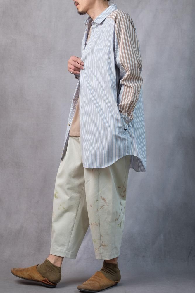 人気満点 ヨークスリーブシャツ Stripe / Blue×Brown / Dulcamara 通販 トップス