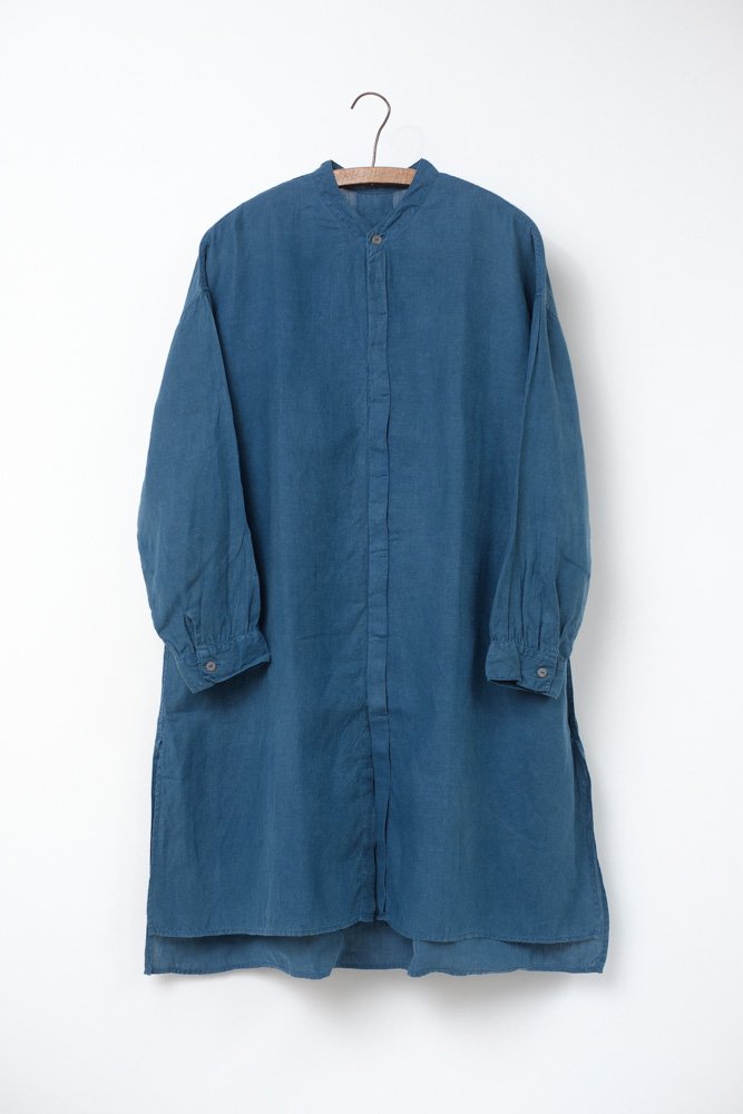 やわらか大麻ロングシャツ(草木染め) 藍×胡桃 / MITTAN通販 ミッタン 