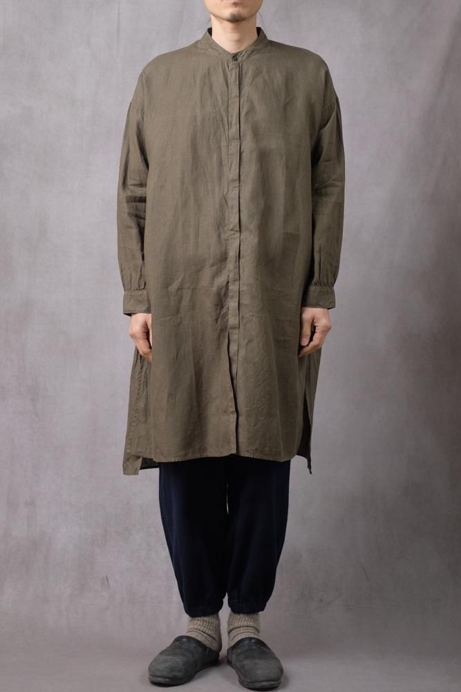 mittan ロングシャツ　カーディガン　ジャケット　草木染 MITTAN OCガラ紡ロングジャケット（草木染）［胡桃］ - Maiden