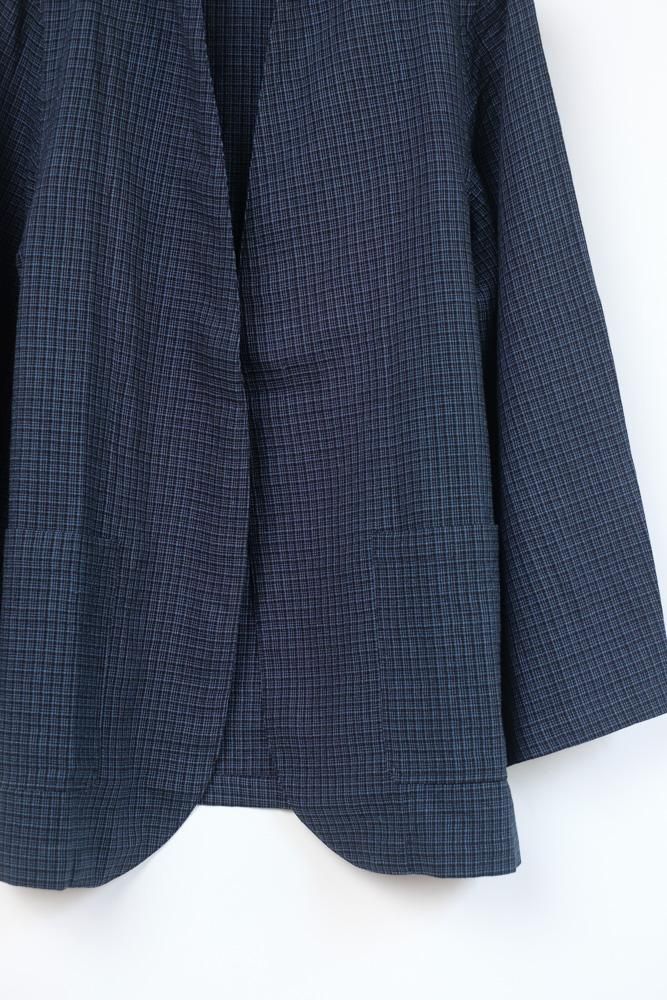 毛亜麻格子ジャケット 濃紺格子 / MITTAN通販 ミッタン | TOCAKU