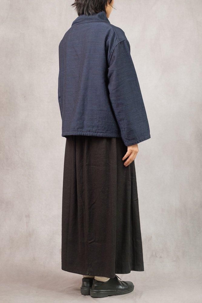 綾織絹麻巻きスカート 黒 （UNISEX）−SK-04− | mienisi