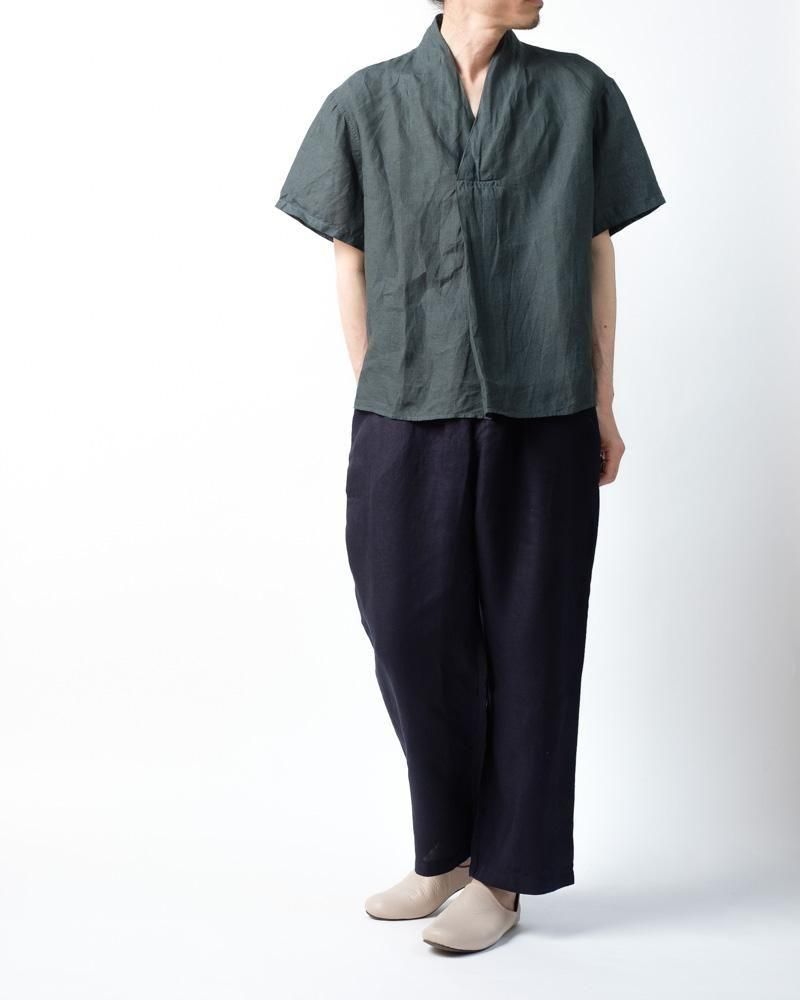 大麻プルオーバー 3 (草木濃染) 藍×鬱金×墨 / MITTAN通販 ミッタン