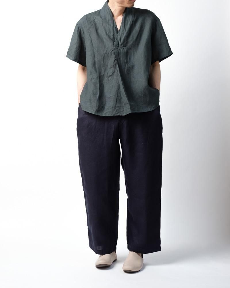 大麻プルオーバー 3 (草木濃染) 藍×鬱金×墨 / MITTAN通販