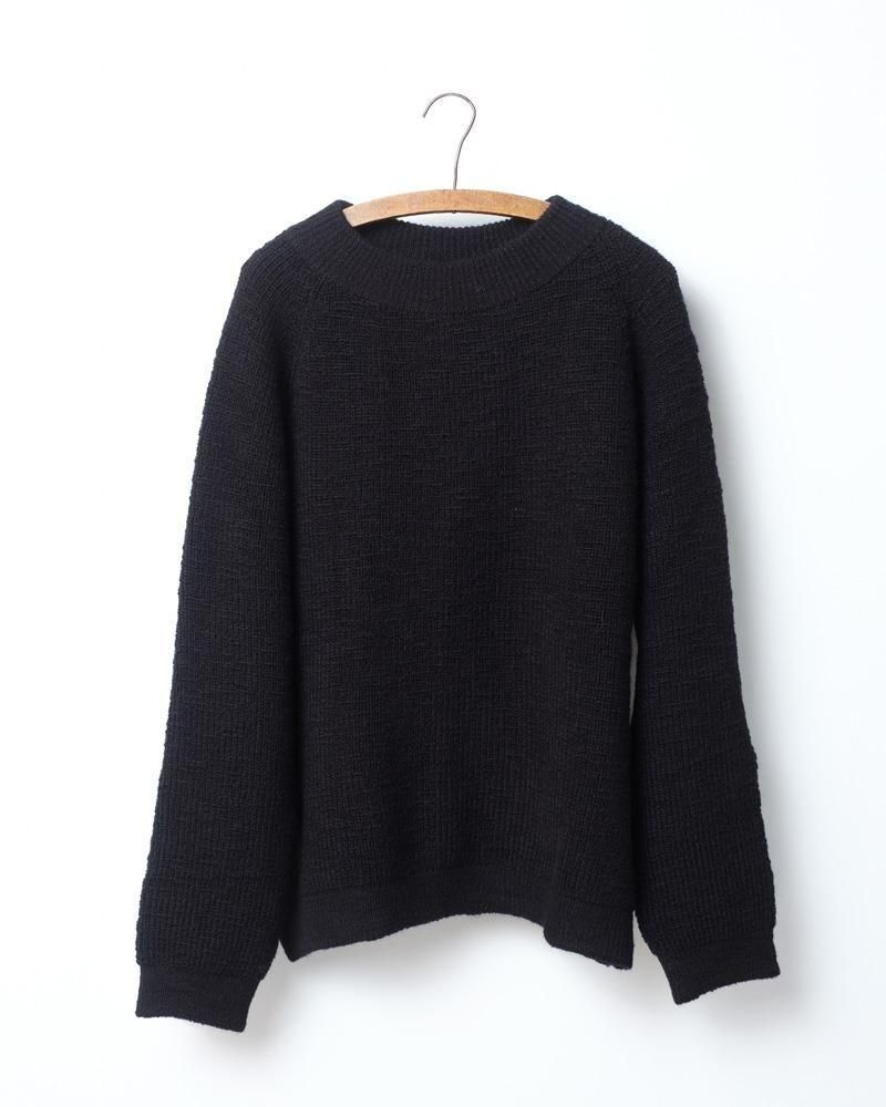 ミュベール　フクロウインターシャセーター　絹　毛　ドッキング　2way　黒　38 ミュベール フクロウインターシャセーター 絹 毛 ドッキング