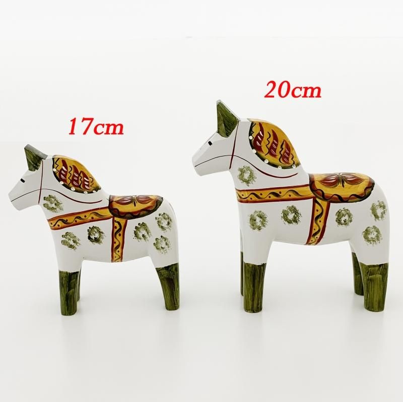 アンティークの陶製ダーラナホース ダーラナホース 20cm アンティークインスパイアード グリーン Grannas