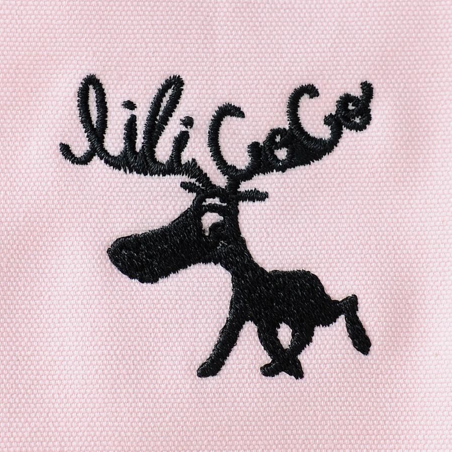 刺繍キャンバストートバッグ ヘラジカ ライトピンク地×ブラック