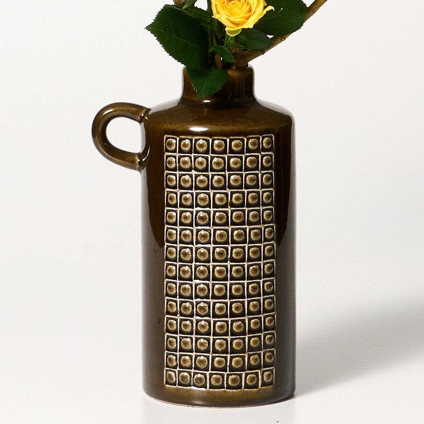 【花瓶】Kub ブラウンのフラワーベース 18cm 1960年代 Gunnar