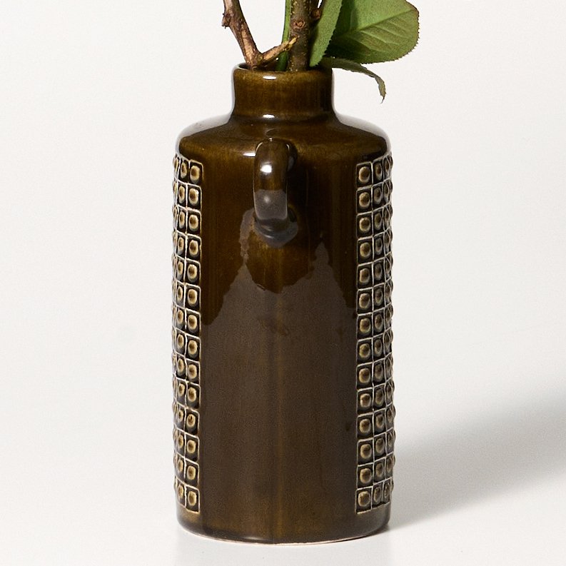 花瓶】Kub ブラウンのフラワーベース 18cm 1960年代 Gunnar Nylund