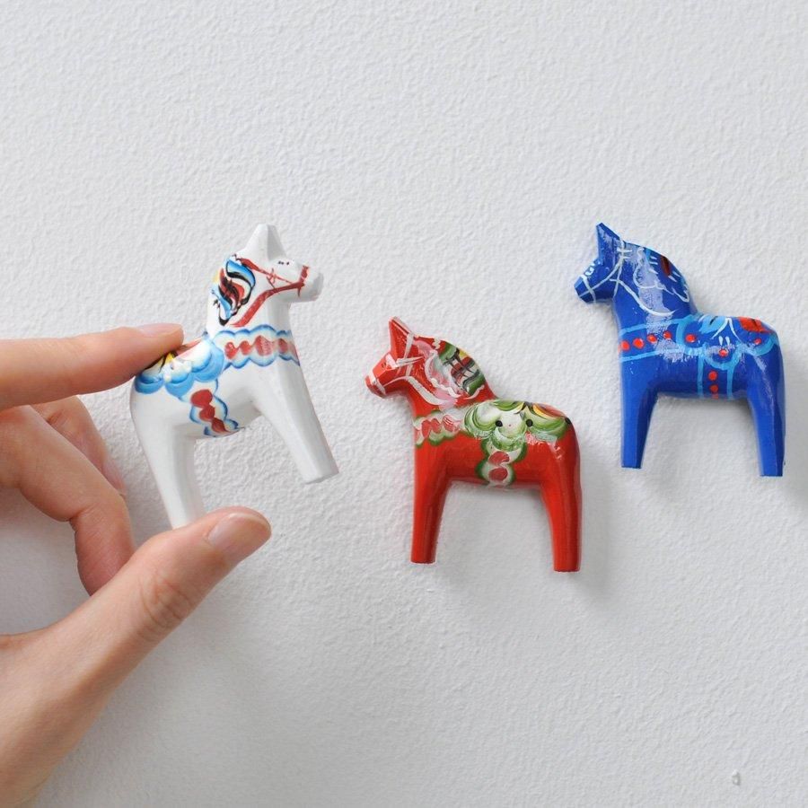 本物のダーラナホースのマグネット | ホワイト | 5cm | Grannas