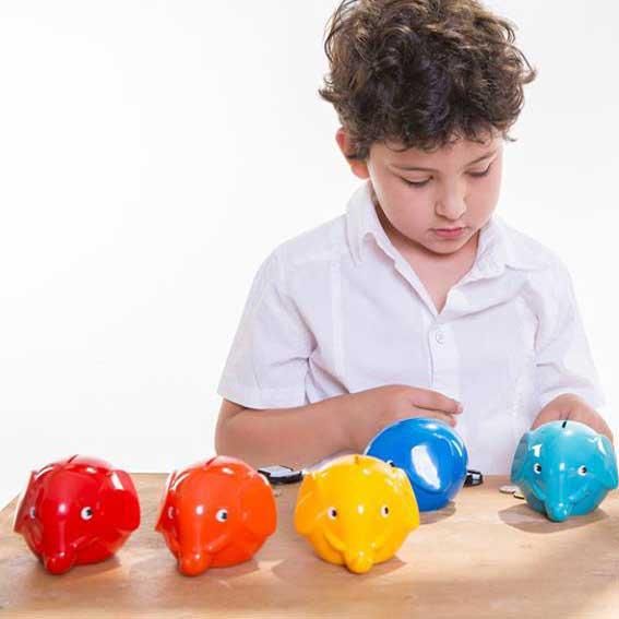 レトロ♡こんにちは赤ちゃん貯金箱 エレファントバンクS ブルー 貯金箱 | fantti(ファンティ) | Elephant