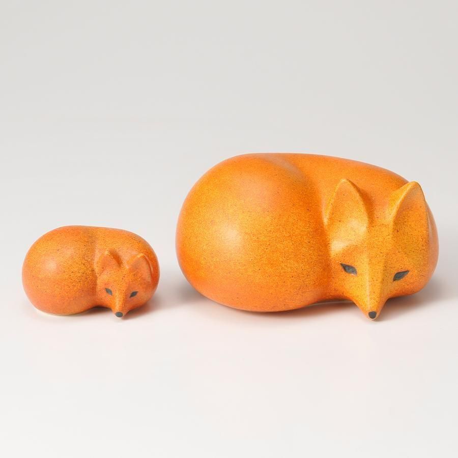リサラーソン陶器置物 オレンジ レアキツネ狐