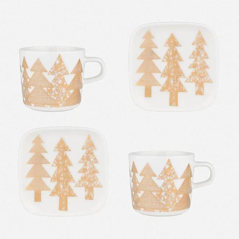 マリメッコ Kuusikossa | カップ＆プレート2客セット - 北欧雑貨の