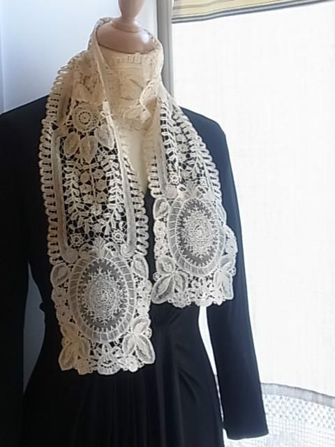 ボビンレース アンティークレースショール ベルギー購入 ボビンレース アンティークレースショール ベルギー購入