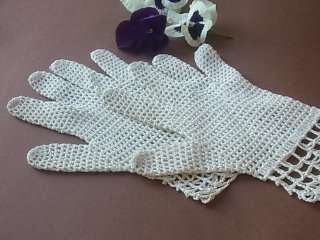 少女用のクロシェ編み手袋・A