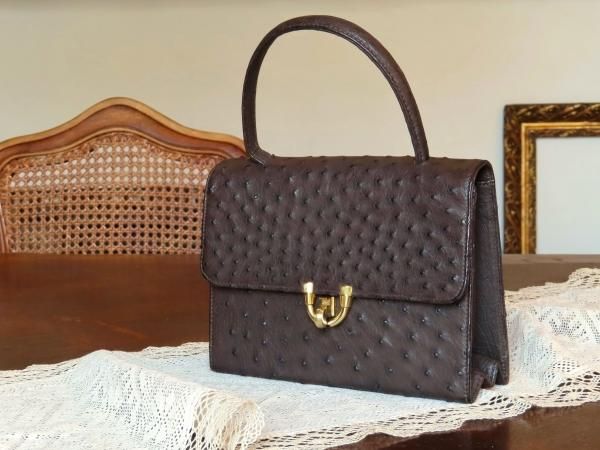 ★美品！最高級マルゲリータイタリーオーストリッチヴィンテージハンドバッグ ☆美品！最高級マルゲリータイタリーオーストリッチヴィンテージ