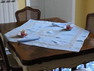 ♡１２枚♡　フランスアンティーク　リネン　イニシャル刺繍　テーブルクロス ♡12枚♡ フランスアンティーク リネン イニシャル刺繍