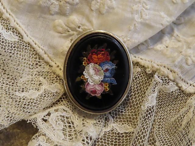Antique 【アンティーク】 非貴金属ローマンモザイクブローチ