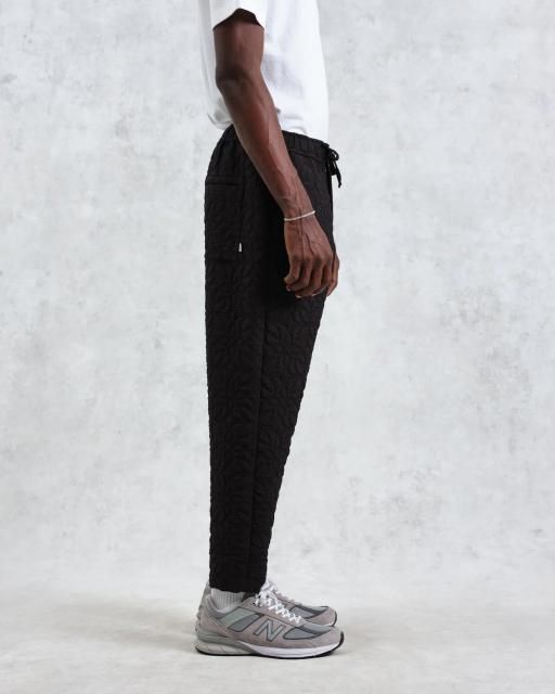 wax london 】 Kurt - Black Petal Quilt Trousers - OR GLORY